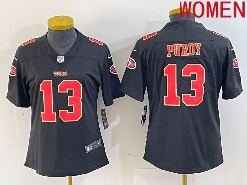 Women San Francisco 49ers #13 Purdy Black gold 2024 Nike Vapor Limited NFL Jersey style 1->youth nfl jersey->Youth Jersey